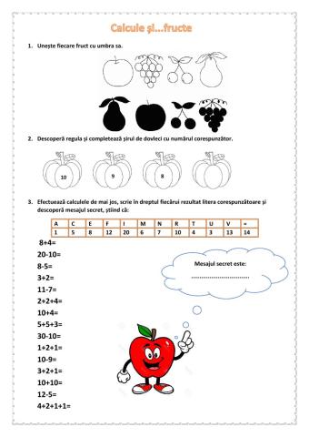 Calcule cu fructe, cls 1-2