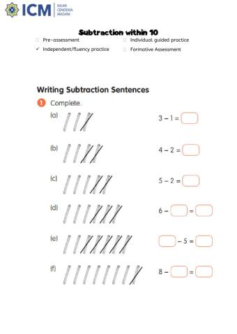 Subtraction Sentence and Solve 1-Step Subtraction Problem
