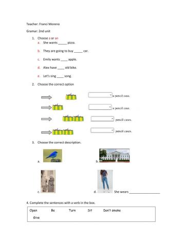 Grammar: an-an,adjective, imperatives