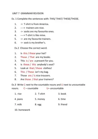 More 1 - UNIT 7 Grammar revision