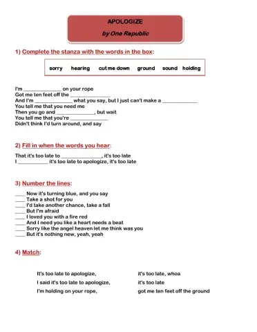 APOLOGIZE song by One Republic