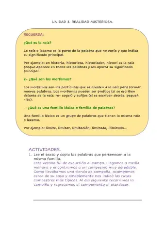 Familia de palabras.