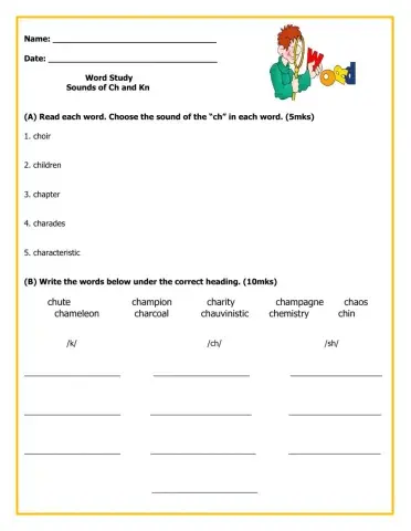 Word Study-Sounds of Ch