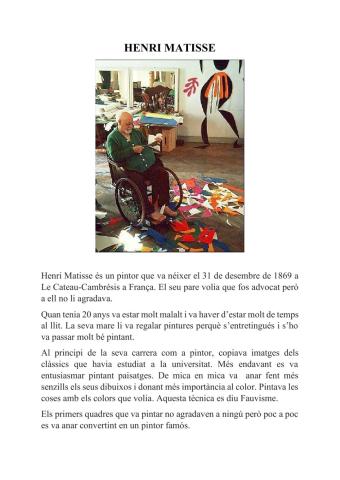 Comprensió lectora Matisse