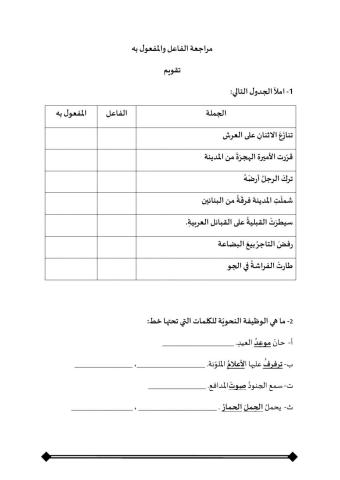 الفاعل والمفعول به