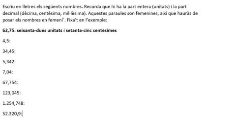 Escriure en lletres decimals