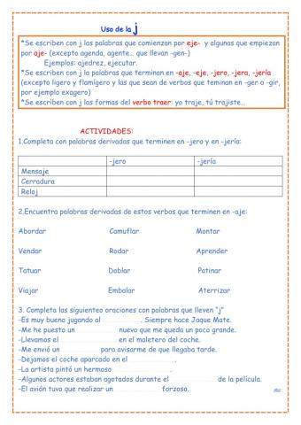 Uso de la j