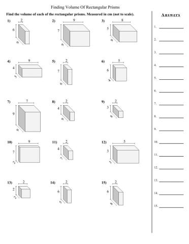 Volume of rectangular prisms