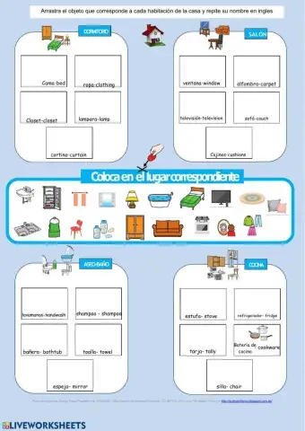 Objetos de la casa en ingles