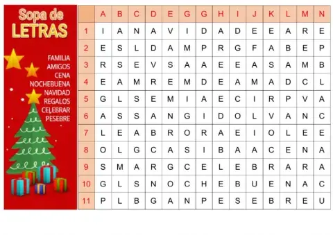 Sopa de letras Navidad