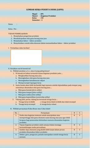 LKPD Kegiatan Produksi