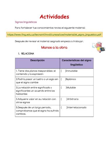 Actividad - Signos linguisticos