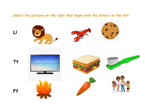 Matching Letters to Pictures