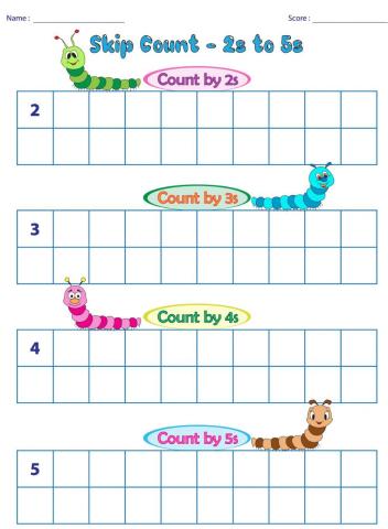 Skip counting by 2's, 3's, 4's, 5's