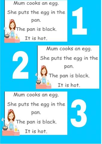 Reading mum cooks the egg