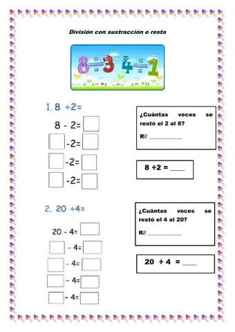 División con sustracción o resta
