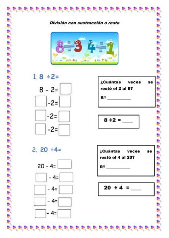 División con sustracción o resta