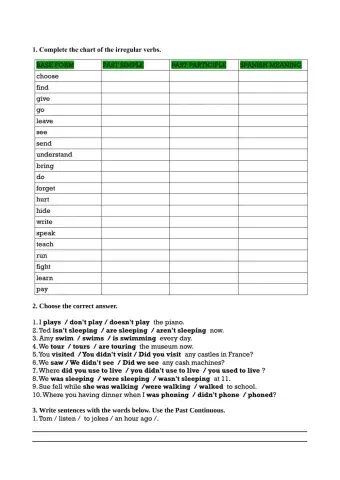 Irregular verbs and Tenses ( Present and Past)
