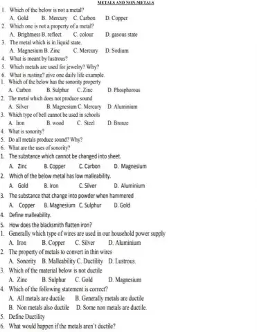 Metals and non - metals