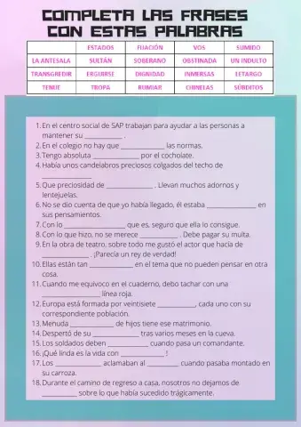 Lengua 6º completar frases con palabras