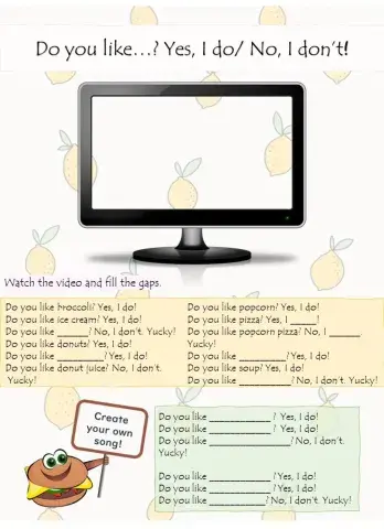 Do you like...? Yes I do, No, I don't!