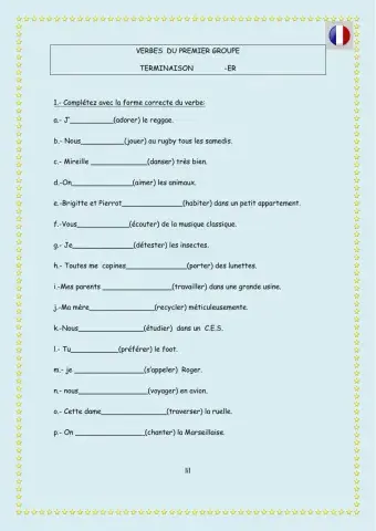 Verbes du premier groupe