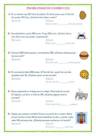 Problemas de cambio (II)