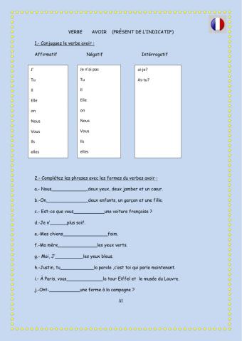 Avoir présent de l'indicatif