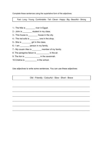 Superlative worksheet