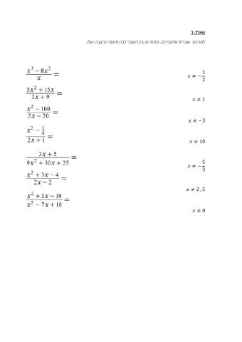 צמצום שברים אלגבריים