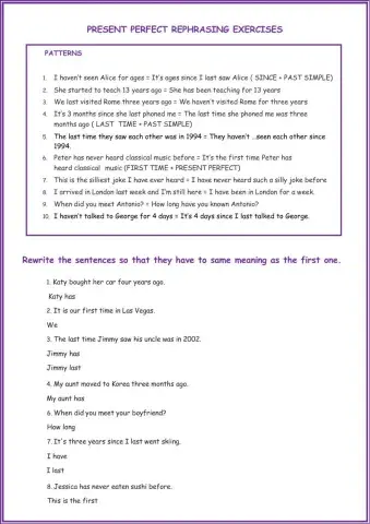 Present perfect rephrasing