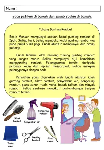 Bahasa Melayu - Pekerjaan (Tukang Gunting Rambut)