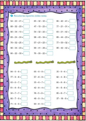 Cálculo Mental 30 (dobles restas 3)