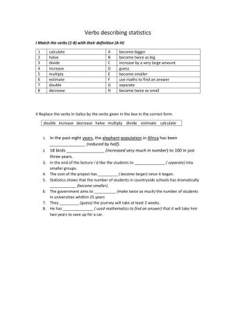 Verbs to describe statistics