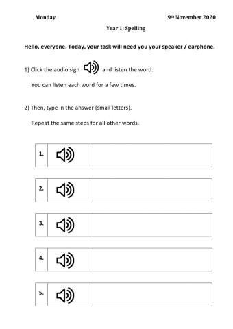 Unit 4: Lunchtime (Spelling)
