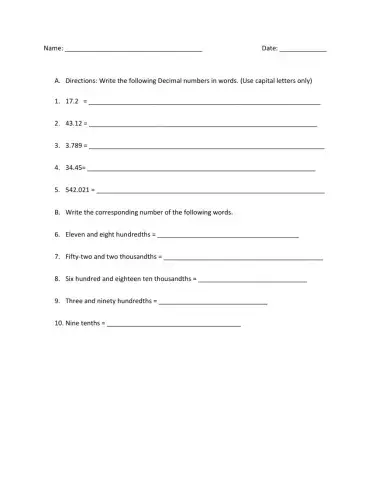 Writing decimal numbers