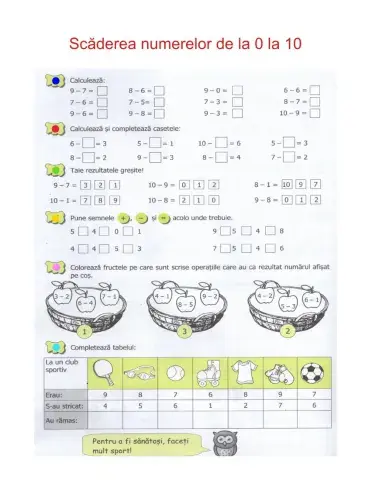 Scăderea nr. 0-10