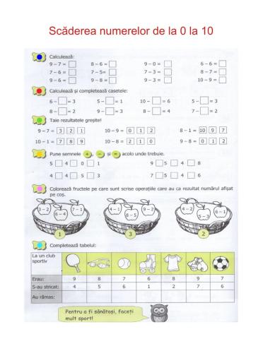 Scăderea nr. 0-10