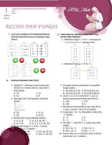 UH Relasi dan Fungsi