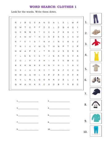 Wordsearch: Clothes