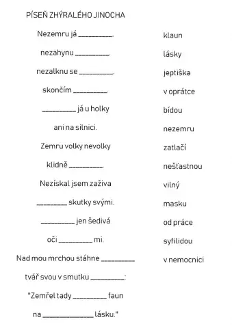 František Gellner Píseň zhýralého jinocha