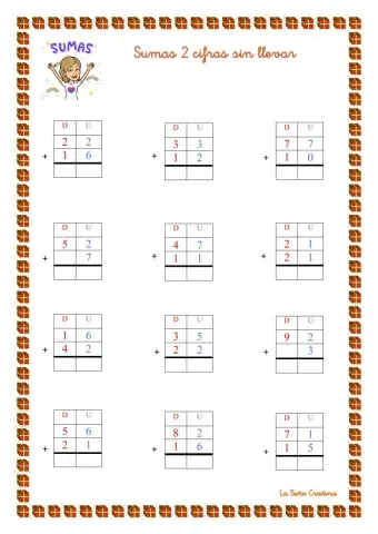 Sumas 2 cifras sin llevar