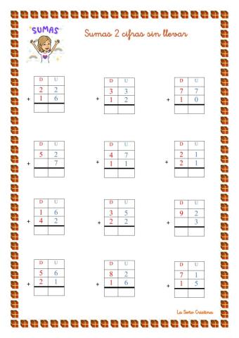 Sumas 2 cifras sin llevar