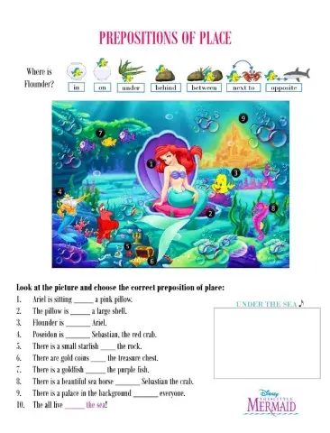 Prepositions of place (The Little Mermaid)