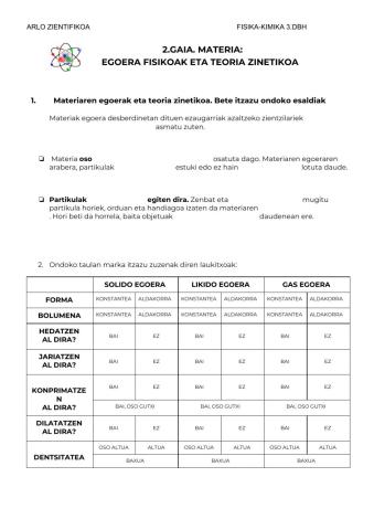 Materia: egoera fisikoak