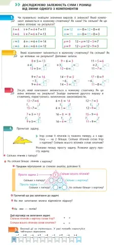Досліджуємо залежність суми та різниці від зміни одного з компонентів