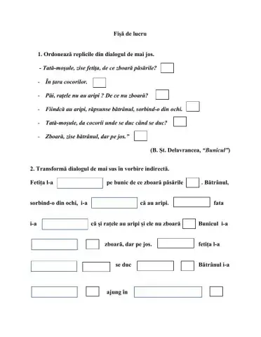 Transformarea dialogului în vorbire indirectă