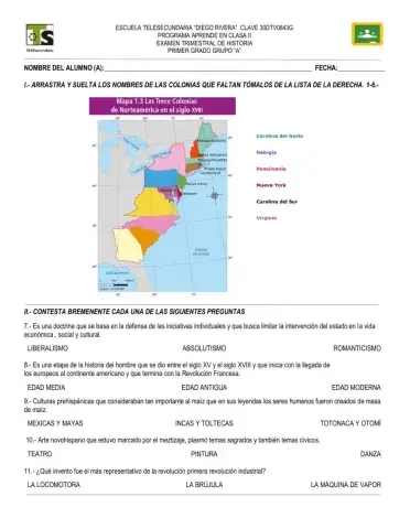 Examen de historia primer trimestre