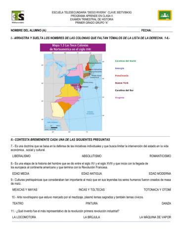 Examen de historia primer trimestre
