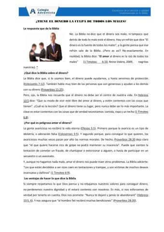 La biblia y el dinero